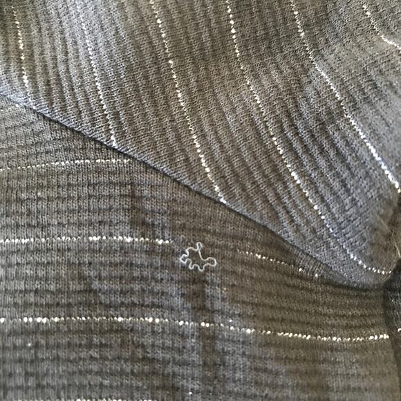 J. Jill Wearever Silver Metallic Stripe Open Front Longline Cardigan Sweater - Picture 9 of 9